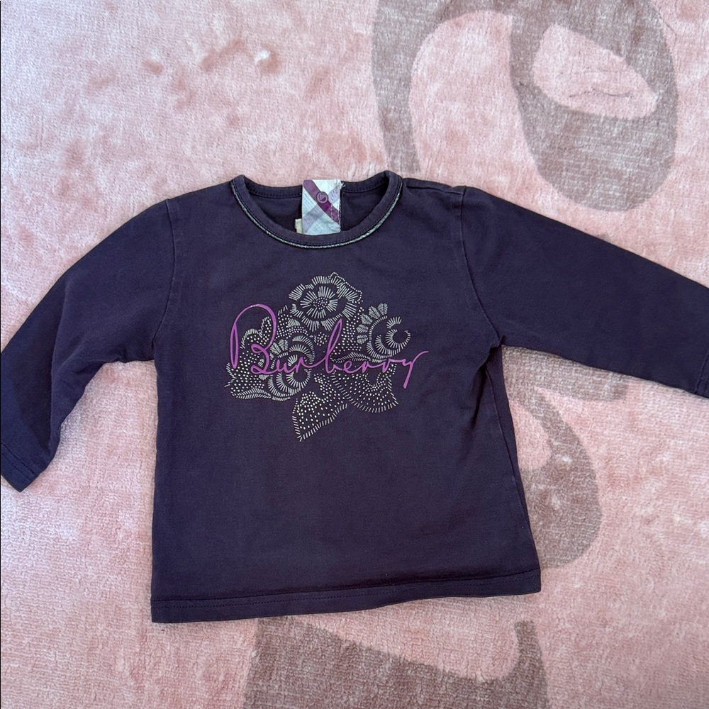 Burberry Kids Dark Purple Long Sleeve Tee